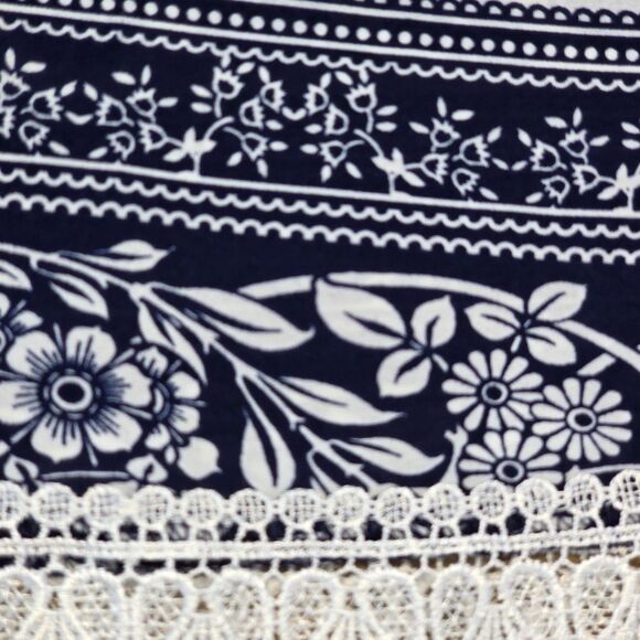 💛PacSun Blue & White Floral Print Lace Lined Sleeveless Top Small - Picture 9 of 10